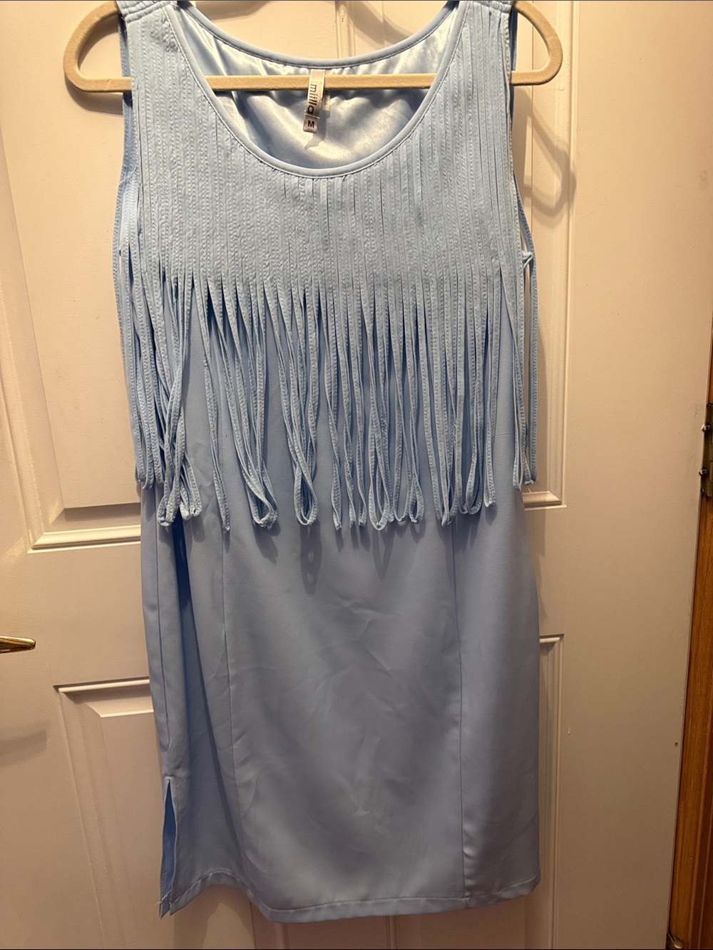 Miilla Clothing Baby Blue Fringe Midi Dress